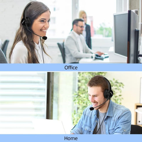 AGPTEK Hands-Free Call Center Noise Cancelling Corded Binaural Headset Headphone with 4-Pin RJ9 Crystal Head and Mic Microphone for Desk Phone - T...