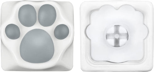 MAYL 2 Pack Keyboard Keycaps Metal and Rubber Keycaps White Keycaps Cute Cat Paw Keycap Kawaii Keycaps Custom Keycaps with Keycap Puller (White Ba...