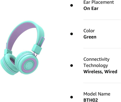 iClever Kids Bluetooth Headphones, BTH02 Kids Headphones with MIC, 22H Playtime, Bluetooth 5.0 & Stereo Sound, Foldable, Adjustable Headband, Chil...