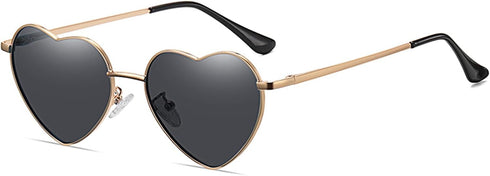 Polarized Heart Sunglasses for Women Fashion Metal Frame Cute Heart Shaped Sunglasses Vintage Fun Eyewear for Ladies...