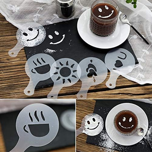 38 Cookie Stencils + Latte Art Pen, Cake Decoration Templates for Coffee, Cappuccino & More...