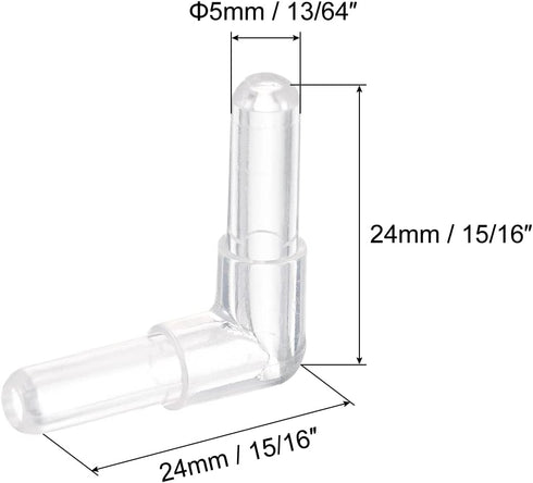 uxcell 50Pcs Aquarium Air Valve Connector, 13/64"(5mm) OD Transparent L-shaped Aquarium Airline Tubing Connector for Fish Tank Pond Air Line...