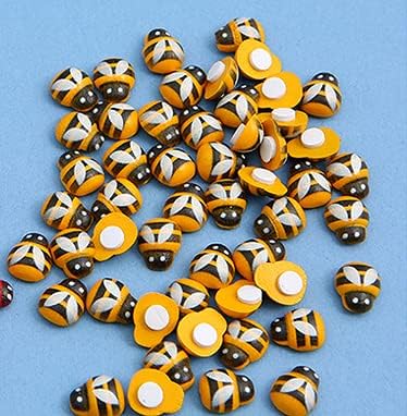 VISCAL 100Pcs Wooden Bee Decor,Self-Adhesive Painted Flatback Mini Wooden Bumble BeesCraft Scrapbooking DIY Decor Supplies, Birthday, Party?Scrapb...