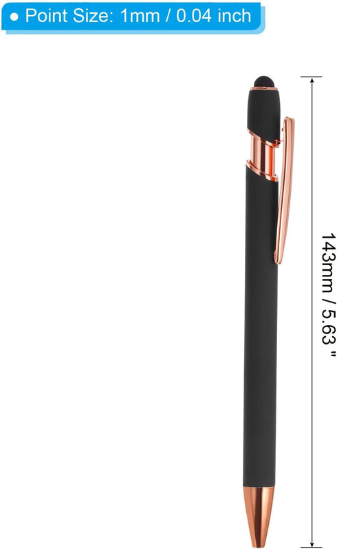 PATIKIL Ballpoint Pen with Stylus Tip, 12 Pack 2 in 1 Metal Pen Black Ink 1.0mm Medium Point Stylus Pen for Touch Screens Style 2, Black...