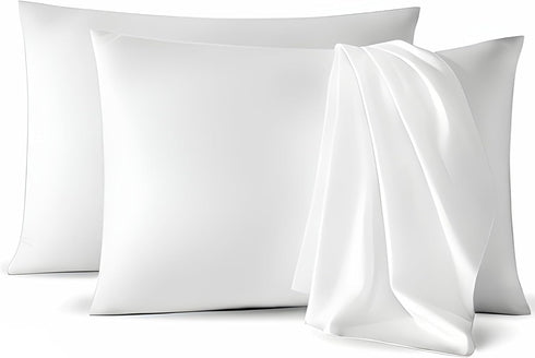 Micropuff Standard Size Pillow Cases Open Enclosure - 2 Pack - Soft and Breathable Hypoallergenic Pillow Cover. Pillowcase Protects Against Stains...