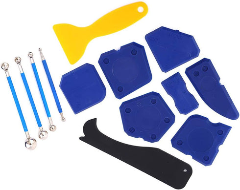 16PCS Silicone Caulk Tools Kit Spreader Scraper Remover Glass Glue Finishing Applicator Kit for Moldling Gluing Floor Fitting...