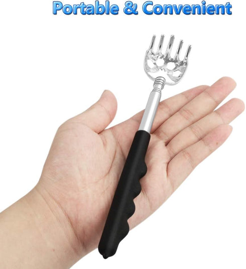 6 Pack Telescoping Back Scratcher - Bear Claw Back Scratchers - Portable Extendable Backscratcher with Rubber Handles in Black, Blue, Green, Purpl...