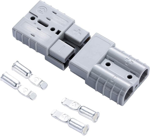 2pc Battery Quick Connector Kit 50a Plug Connect Disconnect Winch Trailer (50A 6AWG -Grey)...