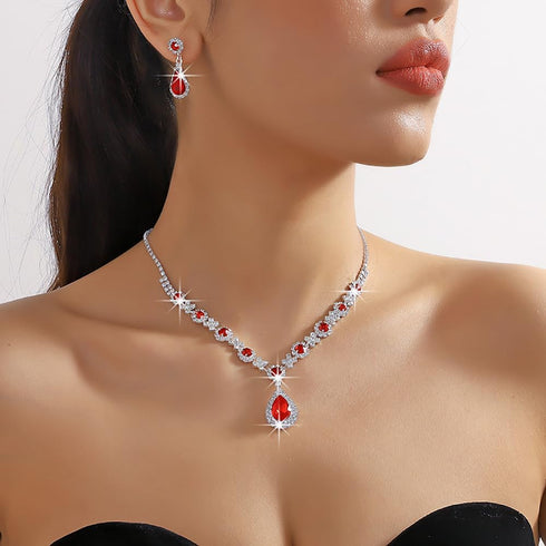 Denifery Bridal Necklace Earrings Set Crystal Wedding Jewelry Set Rhinestone Choker Necklace for Women...