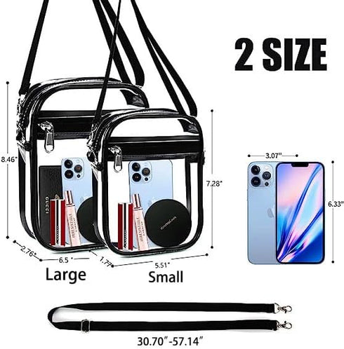 Clear Bag Stadium Approved, Clear Crossbody Purse Bag with Front Pocket for Concerts Sports Events Festivals...