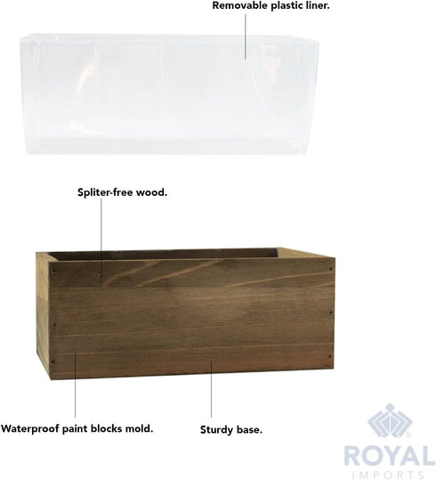 Royal Imports Wooden Flower Pot Planter, Decorative Wood Vase with plastic liner, Toilet Tank Tissue Paper Storage Basket for Bathroom Countertop ...