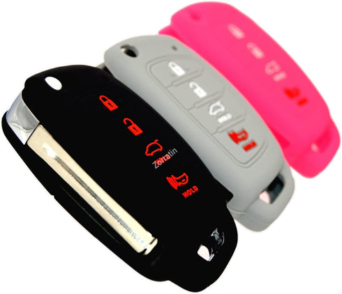 Zorratin Silicone Key Fob Cover Protectors for 4 Buttons Flip Key Hyundai Santa fe Sonata Tucson Tuscon TQ8-RKE-4F16...