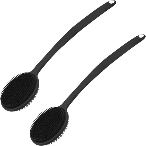 2 Pack Silicone Back Scrubber for Shower, New Update Bath Body Double Sided Brush with Long Handle for Shower Exfoliating and Massage Can Produce ...