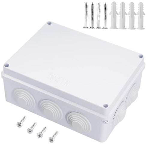 Zulkit Junction Box ABS Plastic Dustproof Waterproof IP65 Universal Electrical Boxes Project Enclosure White 7.9 x 6.1 x 3.1 inch (200 x155 x 80mm...
