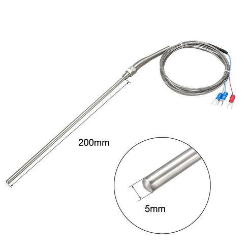 uxcell PT100 Thermocouple Temperature Sensors 5mmx200mm Probe with 2M/6.6Ft Wire...