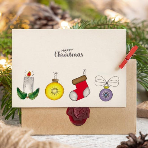 Christmas Sentiments Words Clear Stamps for Card Making, Wishing Bottle Candle Clear Rubber Stamps Christmas Sock Bell Stamps for Holiday Card Mak...