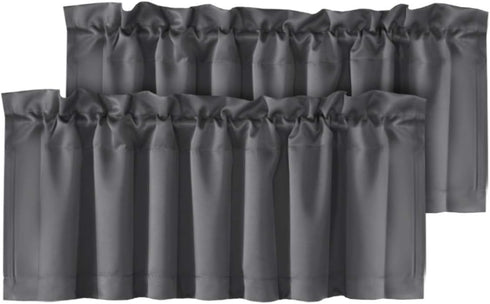H.VERSAILTEX 2 Panels Blackout Curtain Valances for Kitchen Windows/Bathroom/Living Room/Bedroom Privacy Decorative Rod Pocket Short Window Valanc...