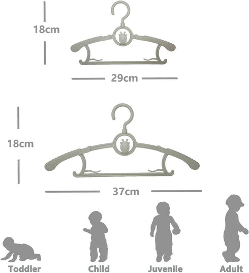 Baby Hangers 30 Pack, 360° Swivel Hook, Adjustable Kids Hangers According to Clothing Size, Suitable for Babies and Children (Gray)...