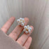 Pearl Flower Round CZ Stud Earrings for Women Dainty 925 Sterling Silver Post 14K Gold Plated Huggie Piercing Hypoallergenic Statement Studs Pin F...