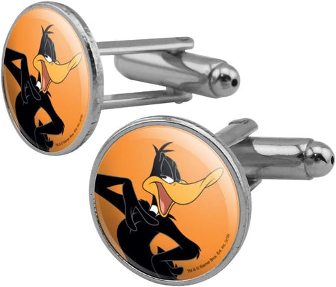 Looney Tunes Daffy Duck Round Cufflink Set Silver Color...