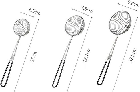 3Pcs Stainless Steel Round Hot Pot Strainer Set,Strainer Skimmer Spoon for Frying and Cooking,Kitchen Utensils Sifting Home Colander,Professional ...