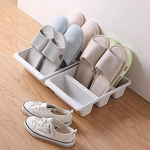 Simple modern Nordic style vertical economy slippers rack space home shoes storage WF (Beige)...