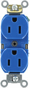 Leviton 5262-SBU 15-Amp, 125 Volt, Industrial Heavy Duty Grade, Duplex Receptacle, Straight Blade, Self Grounding, Contractor Pack, Blue...