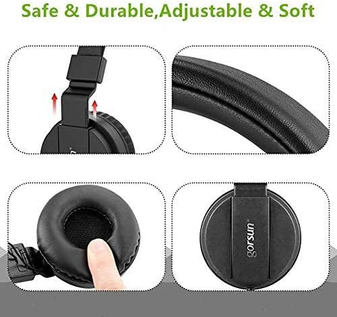 Kids Headphones On-Ear Comfortable Foldable Headphones for Kids Lightweight Stereo Headset for Kids Childrens Girls Boys Smartphone PC Tablet MP3/...