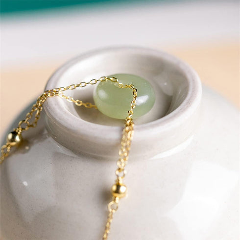 3 PCS Jade Jewelry Set for Women, Green Jade Beads Pendant Necklace, Green Donuts Drop Earrings, Ring Charm Bracelet, Gift for Mom, Wife, Sister...
