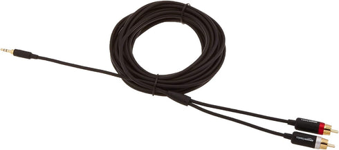 Amazon Basics 3.5 Aux to 2 x RCA Adapters, Audio Cable for Amplifiers, Active Speakers with Gold-Plated Plugs, 25 Feet/7.6 m, Black...