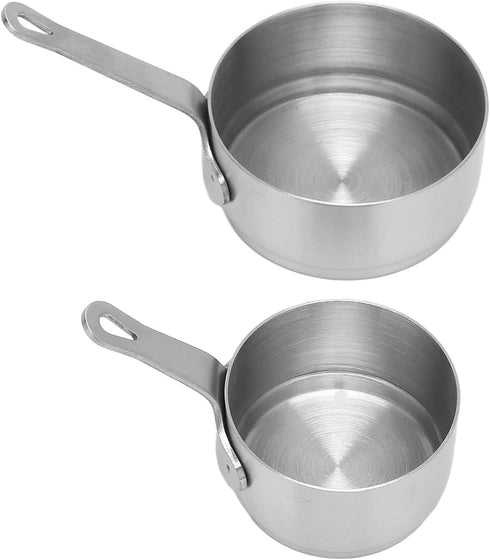 2pcs Sauce Cup 304 Stainless Steel Stackable Handle Design Mini Sauce Pan for Banquet Outdoor Picnic,Ramekin Dipping Sauce Seasoning Bowls with Ha...