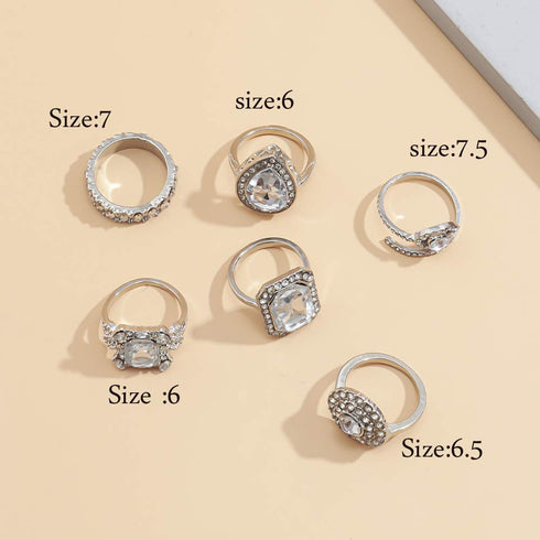 Missgrace Silver Full Rhinestones Stackable Dainty Boho Rhinestones Rings Set Festival Bohemian Rings Set Beach and Vacation Jewelry Knuckle Rings...