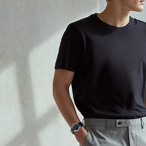 Lancardo Simplicity Analog Quartz Watch with Woven Nylon Band Luminous Hand Military Time 24H (Black) for Father's Day...