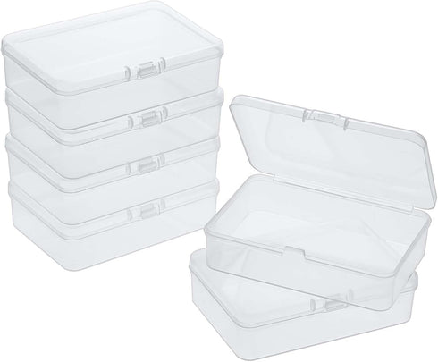 Small Plastic Boxes with Hinged Lids 8 PCS Mini Storage Containers Box with Lid 3.7 x 2.6 Inches Clear Rectangle Box for Collecting Items Lash Sti...