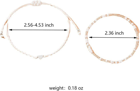 Handmade Beaded Anklets for Women Gold Heart Anklet Chain Boho White Beaded Ankle Bracelets Adjustable Beach Foot Anklet Set Summer Jewelry Gift f...
