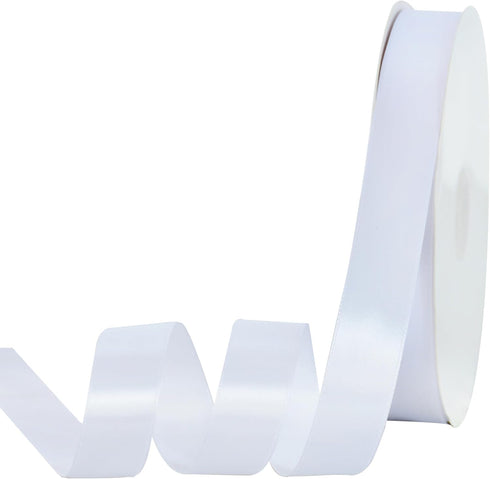 TONIFUL 7/8 Inch x 100yds White Satin Ribbon Thin Solid Frabic Ribbons for Gift Wrapping, DIY Crafts Bows, Invitations, Floral Bouquets, Christmas...