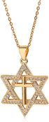 Star of David Necklace: Cross Necklace y2k | Six Point Star with Cross Necklace, Gothic Jewelry Gift for Women...
