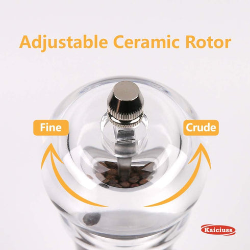 Salt Pepper Grinder Mill Arcylic,the Best Peppercorn Grinder with Adjustable Mill-Clear...