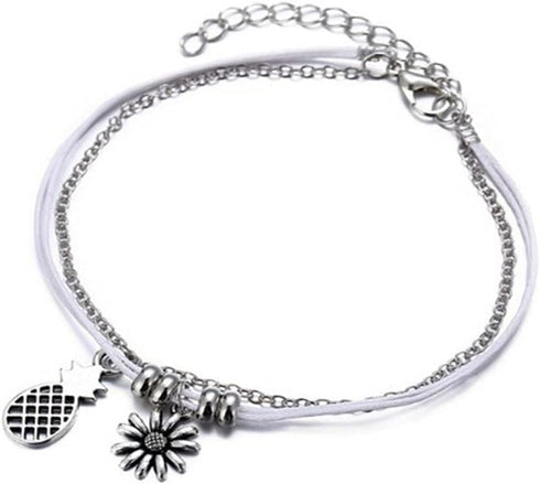 Olbye Sunflower Anklet Bracelet Layered Petite Anklets for Women and Girls Silver Foot Chain Summer Beach Jewelry Accessories...