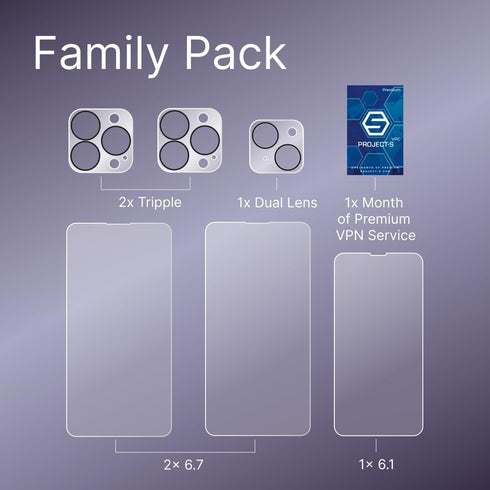 GLASS Screen Protector for iPhone 14 Family w/LIFETIME Replacement Warranty -- 3x Screen Protectors (2x 6.7, 1x 6.1) + 3x Lens Protectors (2x Trip...