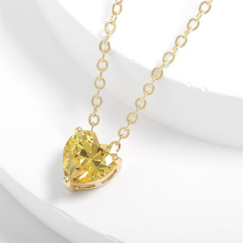 UILZ 14K Gold Plated Layered Birthstone Necklace Dainty Heart Birthstone Necklace Paperclip Chain Choker Necklace with Heart Pendant Birthstone Je...