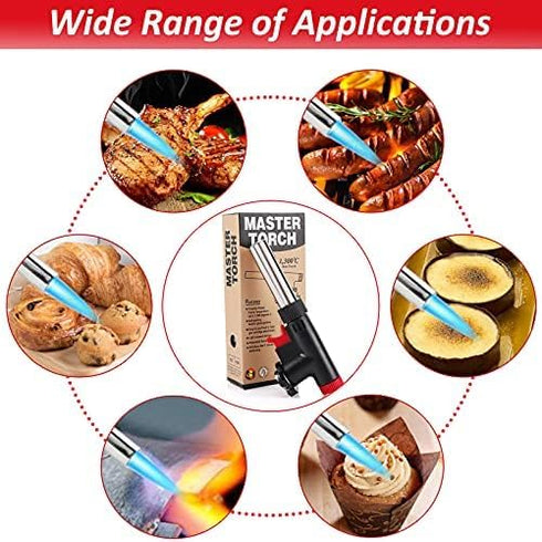 CORKAS Butane Torch Head, Professional Kitchen Cooking Torch with Adjustable Flame, Culinary & Grilling Blow Torch Lighter for Desserts, Creme Bru...