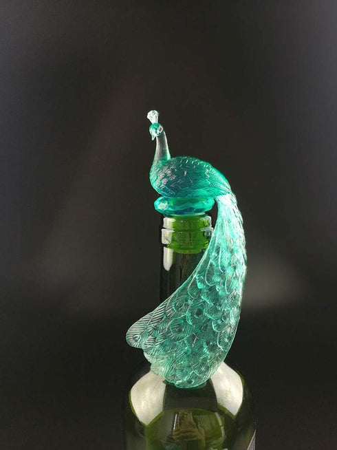 Silicone Wine Bottle Stopper Peacock Creative Wine Beverage Bottle Seal Bottle Caps Party Decoration Bar Kitchen (Green)...
