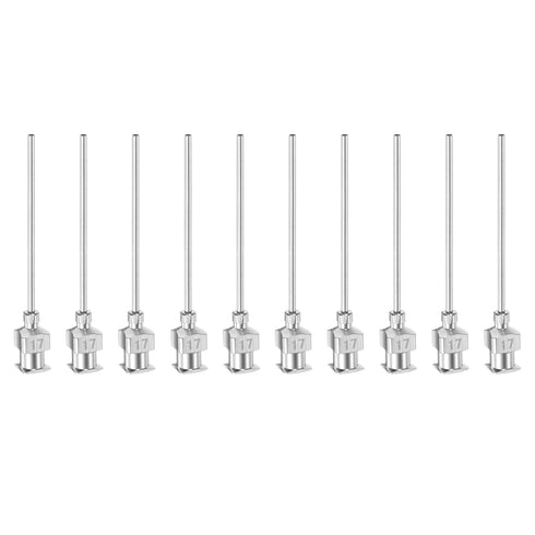 10pcs 17Gauge Stainless Steel Dispensing Needles, 1 1/2" All Metal Glue Needle Tube Blunt Tips Luer Lock for Thick Liquids, Ink, Glue, Lab Use...