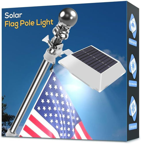 Solar Flag Pole Light, Bright White 6000k Flagpole Light Upgrade Solar Powered for 5ft 6ft Flag Pole,Waterproof Outdoor Dusk to Dawn Led Solar Lig...