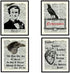 Set of 4 Edgar Allan Poe, Raven and Tell Tale Heart, Art Print Posters on Ephemera Dictionary Page Reproduction Background Unframed (8 x 10")...