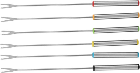 Fondue Sticks 6pcs Stainless Steel Smores Sticks with Heat Resistant Handle for Cheese Meat Chocolate Dessert Roast...