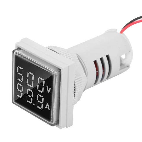 LED Display Voltmeter, Voltage Tester Current Detector 22mm Dual Display Panel Voltmeter Ammeter AC 0-100A 60-500V Meter Indicator (White)...