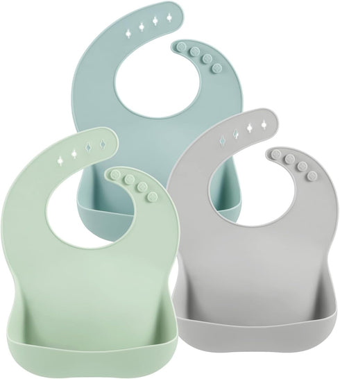 PandaEar 3 Pack Silicone Baby Bibs for Boys Girls| Waterproof Toddler Bibs| Adjustable Unisex Baby Bibs for Eating| BPA Free Soft Durable Silicone...