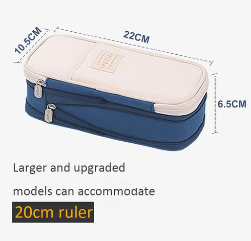 Big Capacity Pencil Pen Case Office Large Storage High Capacity Bag Pouch Holder Box Organizerfor Office Travel Holder Box?Navy blue?...